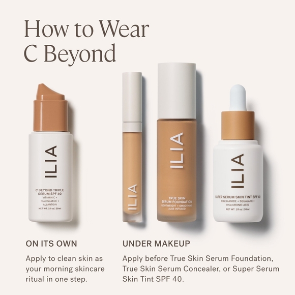 Ilia C Beyond Triple Serum Broad Spectrum SPF 40 Sunscreen Tone 1 - Picture 5 of 9